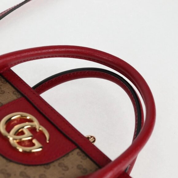 GUCCI Micro GG Supreme Doraemon Hand Bag PVC 2way Brown Gold 653952 Auth 131782A - Picture 10 of 16